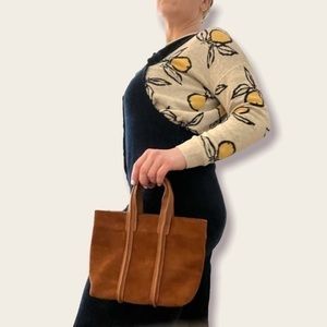 Rachel Comey purse mini tote bag cognac brown leather suede